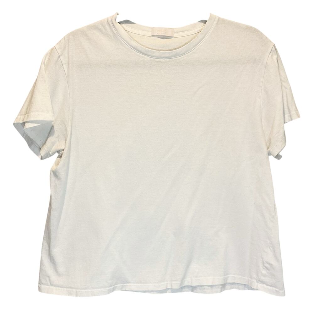 Nuuds White Distressed Short Sleeve Boxy T-Shirt - size Medium